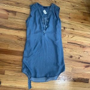 Express Denim Shirt Dress with Waist-tie